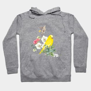 yellow parrot and colorful flowers abstract art Hoodie